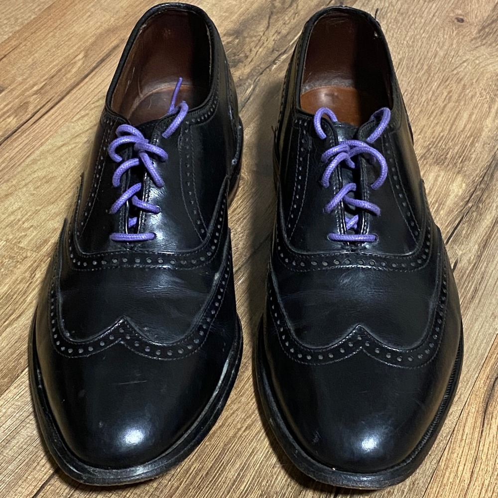 Allen Edmonds Marlow Mens Black Leather Wingtip Oxford Shoes Size 7.5 D - Picture 2 of 9